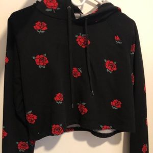 rose cropped hoodie